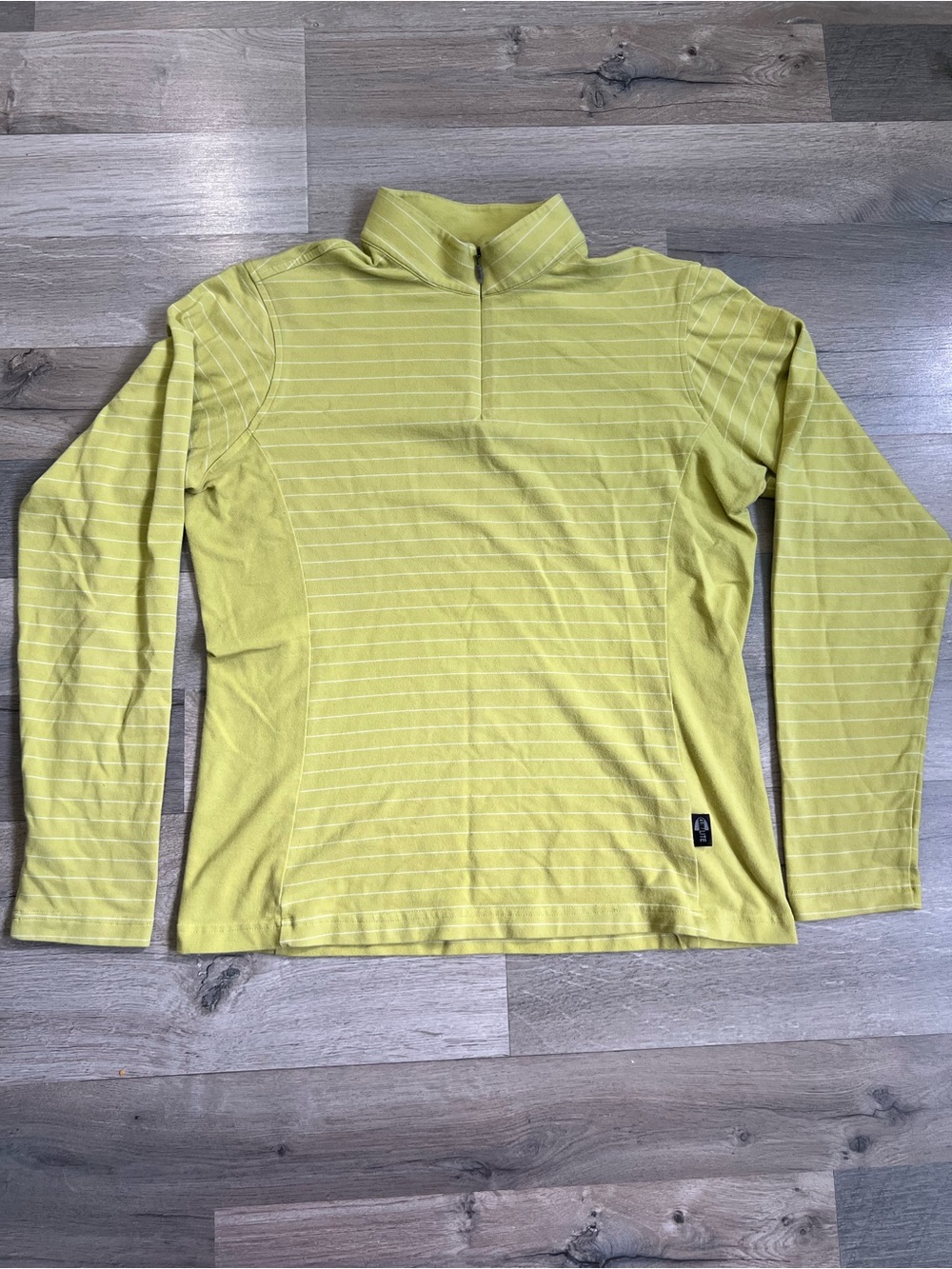 Lime Green Striped Half-Zip Knit Top